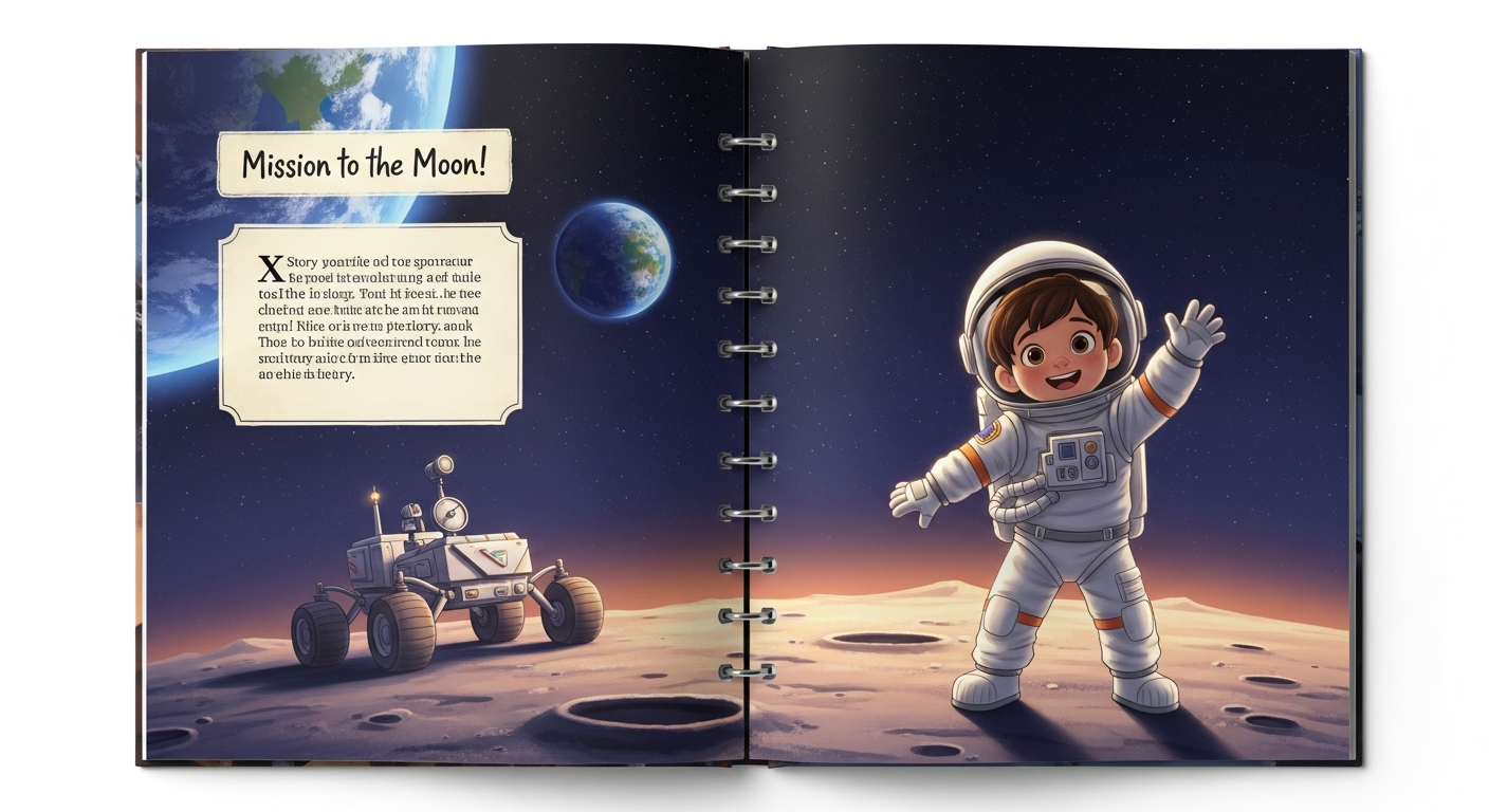Sample storybook spread from Space Adventure adventure